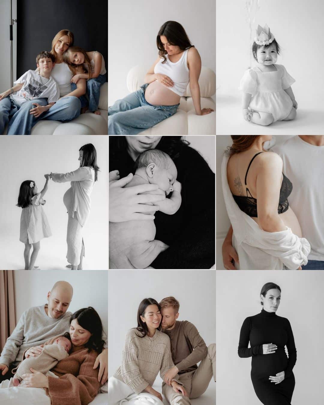Collage of Maryam Southam Photographer, family session work.